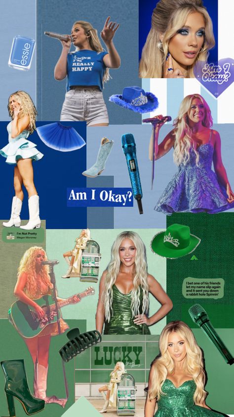 i might have a slight obsession🤭 what do you prefer? am i okay or lucky? me personally, i love both so much i can’t decide!#meganmoroney #amiokay #lucky💙💚 Megan Moroney Costume, Meghan Moroney Concert Outfits, Megan Moroney Concert Outfit, Megan Moroney Outfits, Megan Moroney Concert Outfits Blue, Megan Moroney Concert Outfits, Megan Moroney Wallpaper, Megan Moroney, Am I Okay? Megan Moroney