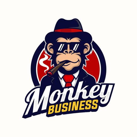 cool monkey logo design vector illustrator Monkey Logo Design, Cool Monkey, Monkey Mascot, Monkey Style, Crying Photography, Monkey Illustration, Monkey Logo, Travel Baseball, Funny Logo