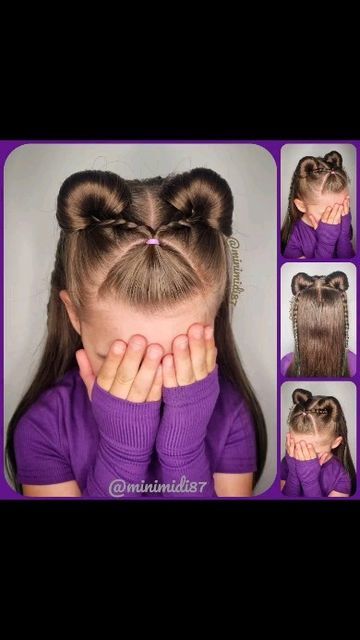 Hair To Look Like Bear Ears, Mouse Ear Hairstyle, Bear Ear Hairstyle, Chipmunk Ears Diy, Dog Ear Hairstyle, Kitty Ears Hairstyle, Bunny Ears Hairstyle, Bear Ears Hairstyle, Animal Hairstyles