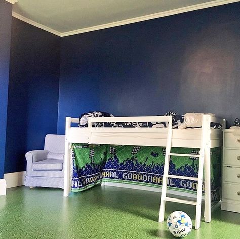 Kates Homely Home on Instagram: “💙Toby’s Bedroom💙 Here is my sons bedroom! He wanted ‘Tottenham’ colours so we painted the room a very dark blue! With white…” Blue Paint Bedroom, Paint Bedroom, Very Dark Blue, Son Bedroom, My Sons, Boys Bedroom, Boys Bedrooms, Boy's Bedroom, Blue Paint