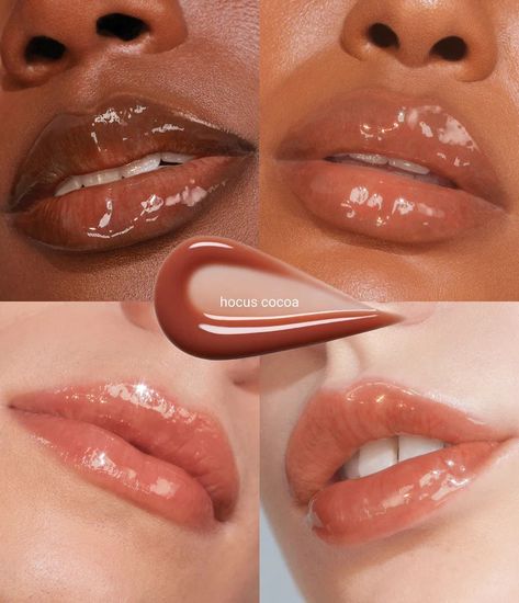 R.E.M BEAUTY shade: hocus cocoa 04_a milk chocolate brown Milk Lip Gloss, Brownie Lips, Rem Beauty, Mocha Mousse, R E M Beauty, Lip Gloss Collection, Brand Shoot, Beauty Inspo, M Beauty