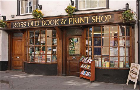 Ross Old Book & Print Shop. 51 & 52 High Street,  Ross-on-Wye, HR9 5HH  UK, +44 1989 567458 Bookstore Cafe, Book Cafe, Shop Fronts, Shop Front, Old Book, Book Store, Book Nooks, Old Books, Library Books