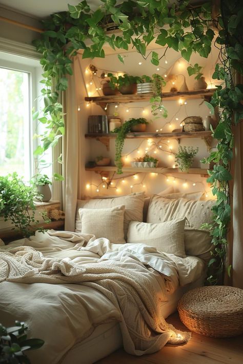 Plant Dorm Room, Ways To Use Wallpaper, College Dorm Room Ideas For Guys, Wallpaper In Home, Guy Dorm Rooms, Ivy Room, College Dorm Room Ideas, Cozy Dorm Room, Dream Bedroom Inspiration