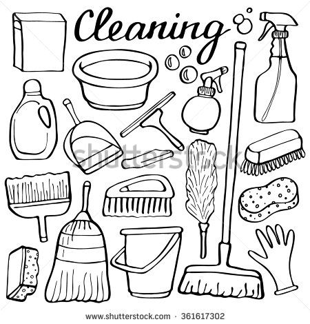 Stuff Stock Vectors & Vector Clip Art | Shutterstock Cleaning Drawing, House Doodle, Sketch Notes, House Drawing, Drawing Tools, Cleaning Tools, Cartoon Drawings, Clean House, Cute Stickers