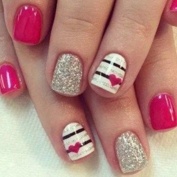 Valentines Nail Art Designs, Shellac Manicure, Heart Nail Designs, Valentine Nail Art, Romantic Nails, Nail Designs Valentines, French Nail Designs, Gel Nail Design, Diy Nail Designs