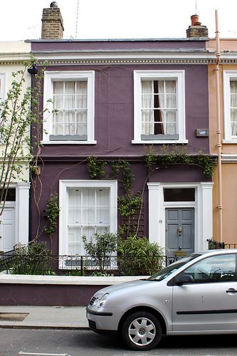 Dark Plum House Exterior, Deep Purple House Exterior, Plum Colored House Exterior, Eggplant House Exterior, Colored Trim Exterior, Aubergine House Exterior, Plum House Exterior, Dark Purple House Exterior, Purple Exterior House