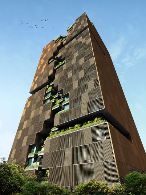 Office Skyscraper, Green Building Concept, Flexible Architecture, Sanjay Puri Architects, Green Architecture Concept, Sanjay Puri, Green Building Architecture, Condominium Architecture, Biophilic Architecture