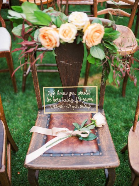 Wedding Seat For Someone In Heaven, Honor Chair Wedding, This Seat Is Reserved For Someone In Heaven, Seat For Those In Heaven Wedding, Reserved Heaven Wedding Signs, Wedding Chair Memorial Ideas, Those Who Couldnt Be Here Wedding, Honor Late Father At Wedding, Reserved Seating Wedding Heaven