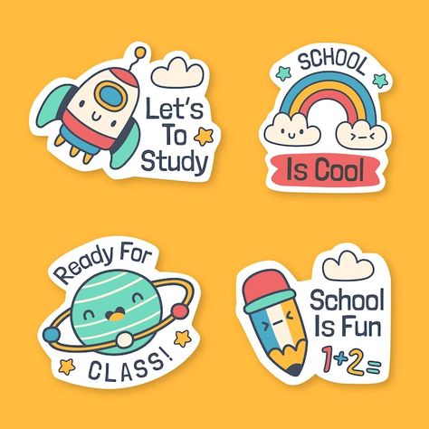 School Stickers Printable, Kids Stickers Printable, Free Png Stickers, Cute Stickers Printable, Digital Stickers Png, Back To School Stickers, Stickers For School, Stickers For Teachers, Back To School Clipart