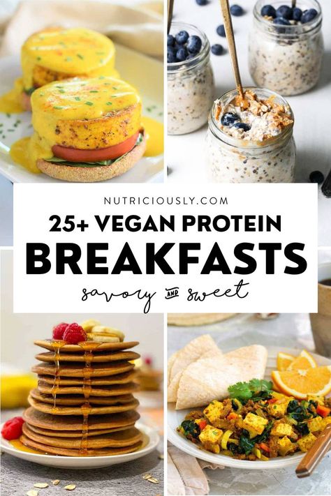 Vegan Recipes Healthy Breakfast, Breakfast Ideas Healthy Vegan, Vegan On The Go Breakfast, High Vegan Protein Breakfast, High Protein Wfpb Recipes, Protein Powder Savory Recipes, Breakfast Smoothie Ideas, Non Egg High Protein Breakfast, Vegan Breakfast Recipes Meal Prep