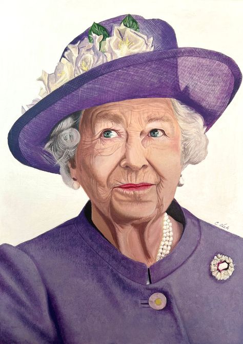 Queen Elizabeth Drawing, Queen Elizabeth Portrait, Queens Jubilee, Royal Family Portrait, Family Portrait Painting, Pencil Portraits, Hm The Queen, Family Drawing, Elisabeth Ii