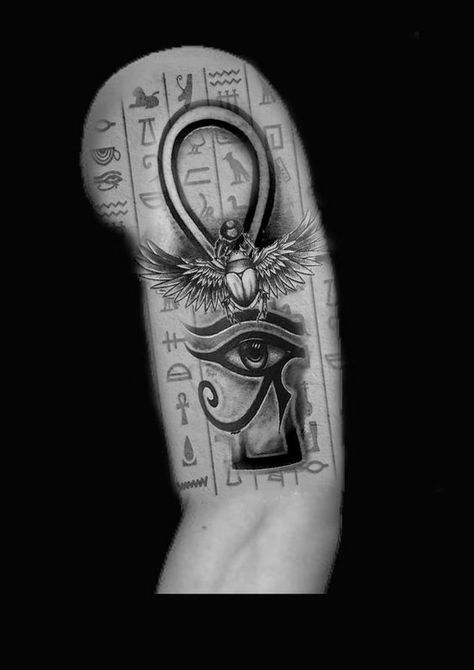 The Eye of Horus is easy to draw, but its meaning is not as simple as it seems. Find out how this tattoo will affect your life and where it's best to get it. Egypt Tattoo Design Ideas, Ra Tattoo, Eye Of Ra Tattoo, Eye Of Horus Tattoo, Egypt Tattoo Design, Egyptian Eye Tattoos, Ankh Tattoo, Horus Tattoo, Egyptian Tattoo Sleeve