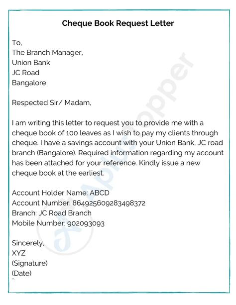 Cheque Book Request Letter | Format, Sample and How To Write Cheque Book Request Letter? - A Plus Topper Bank Cheque Design, Bank Application Letter In Hindi, Cheque Book, Request Letter Sample, Negotiable Instruments, Letter Writing Examples, Request Letter Sample For Approval, Authorization Letter Sample For Claim, Letter Writing Samples