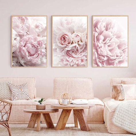 PRICES MAY VARY. 【Size】the size of pink roses canvas wall art is 16x24inchx3, and there is no frame. You can prepare a 16x24inchx3 wooden frame to assemble by yourself, and fully enjoy the fun of DIY. 【Quality】female silhouette art , using high-quality environmental protection ink and high-quality UV-resistant and fade-resistant canvas, with delicate colors and natural transition, which brings you visual enjoyment. 【Gift】black and white line poster is a good gift choice. You can give it to your Fabric Plants, Pink And White Background, Peony Art, Rose Wall Art, Flower Canvas Wall Art, Floral Rosa, Light Pink Rose, Hanging Paintings, Rose Wall