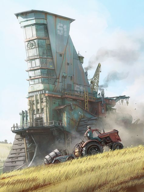 ArtStation - Farming, Hamish Frater Hamish Frater, Sci Fi Environment, Dust Bowl, Punk Art, Arte Cyberpunk, Science Fiction Art, Ex Machina, Environment Design, 판타지 아트