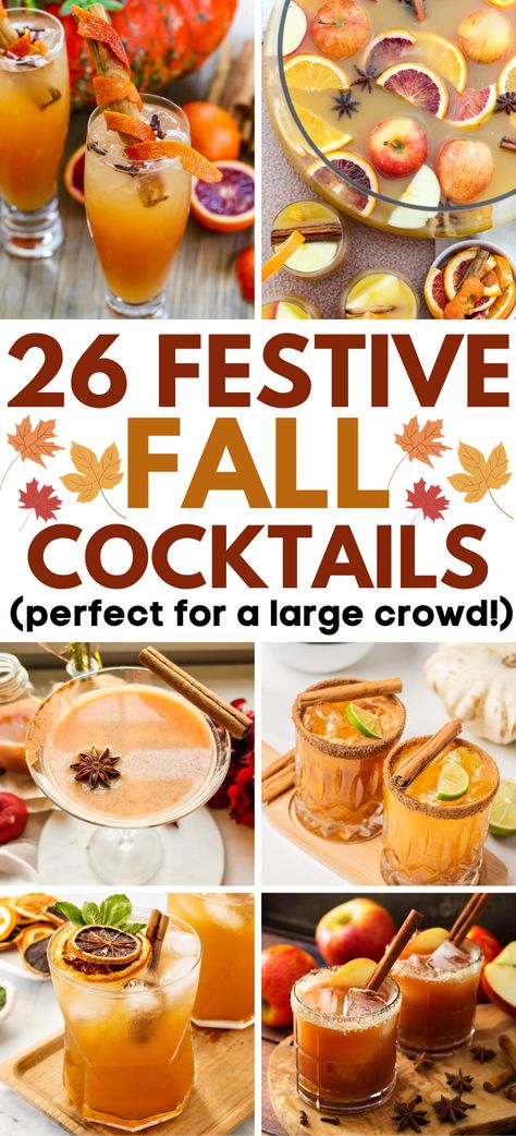 Easy Fall Cocktails – Choose from 26 aromatic and easy fall cocktails recipes to serve at your next Thanksgiving dinner. Infuse delicious flavors of autumn into your easy fall cocktails, fall cocktails drinks, Thanksgiving cocktails, Thanksgiving drinks, fall cocktails dress wedding guest, fall cocktails recipes easy, best fall cocktails, fall cocktails for a crowd, fall cocktails vodka, fall cocktails gin, fall cocktails tequila, fall cocktails rum, apple cider cocktails, pumpkin cocktails. Fall Cocktail Flavors, Fall Drink For A Crowd, Fall Flavored Cocktails, Autumn Batch Cocktail, Fall Cocktail Tequila, Fall Cocktail For A Crowd, Fun Thanksgiving Cocktails, Fall Drinks For A Crowd Alcoholic, Fall Apple Drinks Alcohol