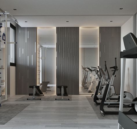 Gym Room Interior Design, Luxury Gym Interior, Modern Gym Interior Design, Modern Gym Design, Gym Interior Design Ideas, Small Gym Room, Modern Home Gym Design, Modern Home Gym, Home Gym Basement