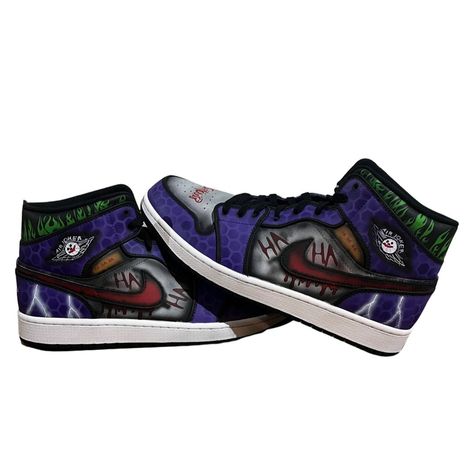 Custom hand painted jordan 1 mid  joker  These are brand new jordan 1s in the box and custom hand painted to order Custom Jordan 1s, Custom Jordan 1, Custom Jordan, Custom Jordans, Nike Shoes Jordans, Jordan 1s, Sneakers Athletic, Swag Shoes, Newest Jordans