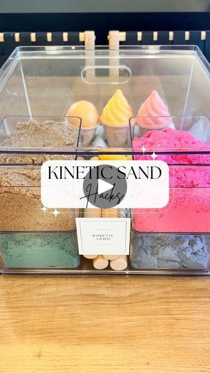 30K views · 1.5K reactions | Do your kids love kinetic sand too? Let me know if you want the links below in the comments. #kineticsand #kineticsandcutting #momhack  #momhacks #homeorganization #playroom #playroomorganization | Michelle Hansen | Smoodmood · GRWM Kinetic Sand Storage Ideas, Kinetic Sand Storage, Kinetic Sand Sensory Bin, Kinetic Sand, Playroom Organization, Sensory Bins, Let Me Know, Let Me, Let It Be