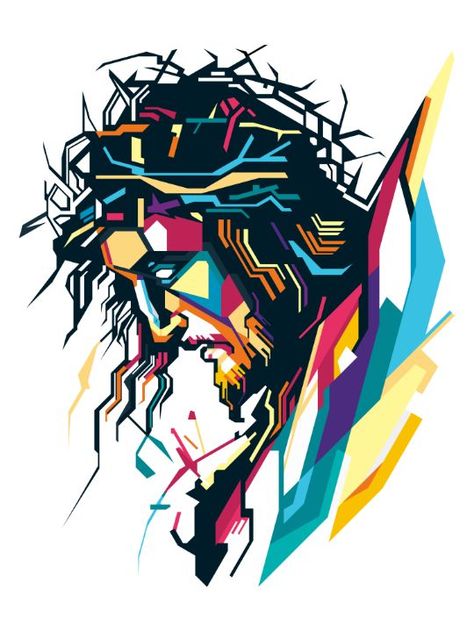 Jesus Graffiti, Christian Graffiti, Jesus Art Paintings, Jesus Art Drawing, Wpap Art, Jesus Drawings, Jesus Christ Painting, Jesus Artwork, Jesus Christ Artwork