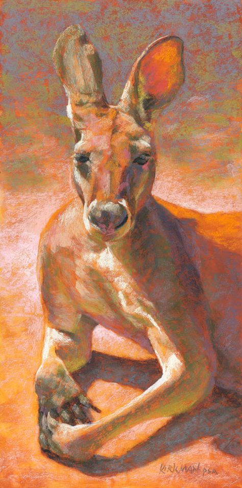 Kangaroo Painting, K Is For Kangaroo, Kangaroo Art, Australian Wildlife, Miniature Portraits, Wildlife Paintings, Chalk Pastels, Daily Paintworks, Fine Art Gallery