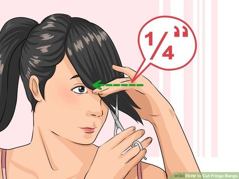 How to Cut Fringe Bangs: 13 Steps (with Pictures) - wikiHow Cut Fringe Bangs, How To Cut Fringe, Zooey Deschanel Hair, Cut Side Bangs, Layered Side Bangs, Langer Pony, Teen Bangs, Long Layers With Bangs, Layered Bangs