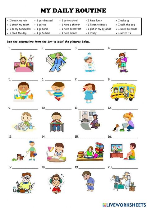 Esl Daily Routines, Daily Routine Activities Worksheets, Daily Routine Worksheet For Kids, Worksheets For Kids English Activities, My Daily Routine Worksheet, Daily Activities Worksheet, Worksheet Activities For Kids, Daily Routine Exercise, Daily Activities For Kids