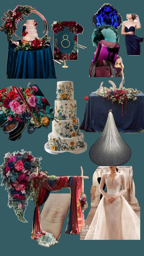 Ideas for my wedding. Dark Rainbow Wedding, Blue Jewel Tone Wedding, Rainbow Wedding Ideas, Dark Rainbow, Gothic Garden, Jewel Tone Wedding, Ethnic Wedding, Eclectic Wedding, Rainbow Wedding