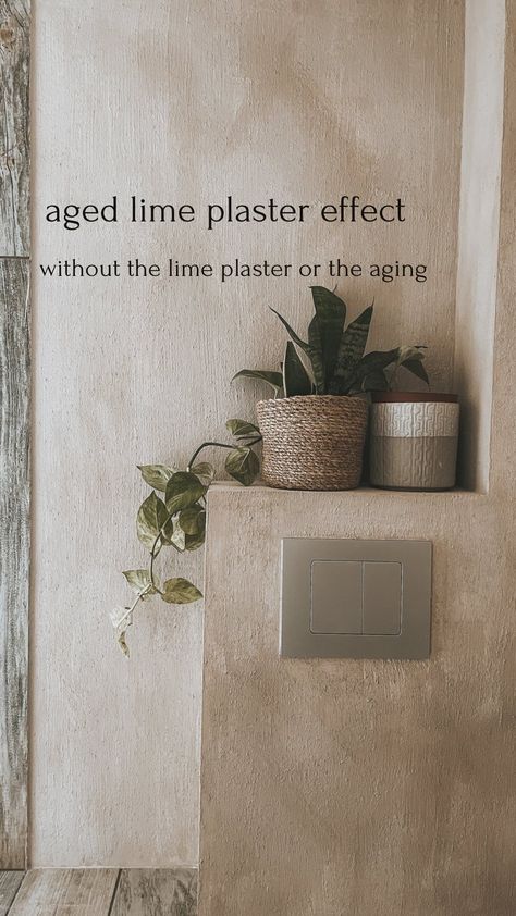 Aged lime plaster effect, without the aging OR the lime plaster! . You asked for it, I delivered! When we put this on the walls, my dad… | Instagram Plaster Effect Walls, Lime Plaster Bathroom, Plaster Look Walls, Bare Plaster Walls, Plaster Walls Kitchen, Limewash On Textured Walls, Mediterranean Wall Texture, Lime Wash Kitchen Walls, Farmhouse Limewash