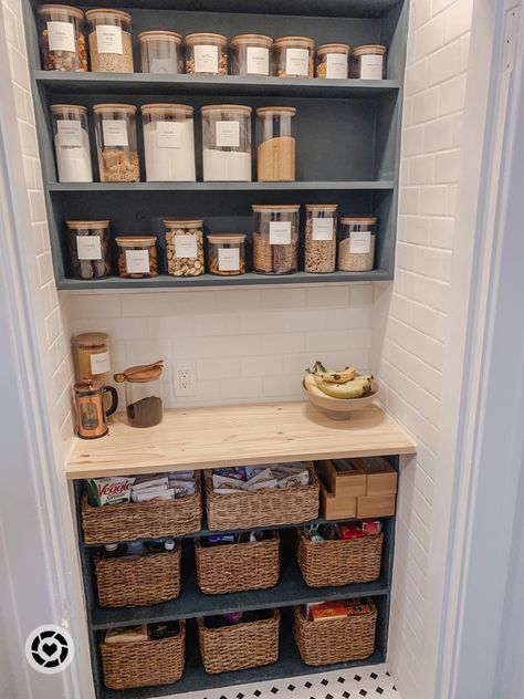 Modern pantry organizing. Glass and wood canisters. Baskets. Pedestal fruit bowl. DIY pantry remodel. Follow my shop @hostessology on the @shop.LTK app to shop this post and get my exclusive app-only content! #liketkit #LTKhome #LTKFind #LTKstyletip @shop.ltk https://liketk.it/3YogC Farmhouse Fruit Bowl, Modern Pantry Organization, Everyday Table Decor, Wood Canisters, Pedestal Fruit Bowl, Modern Pantry, Pantry Organization Ideas, Table Centerpieces For Home, Homestead Life