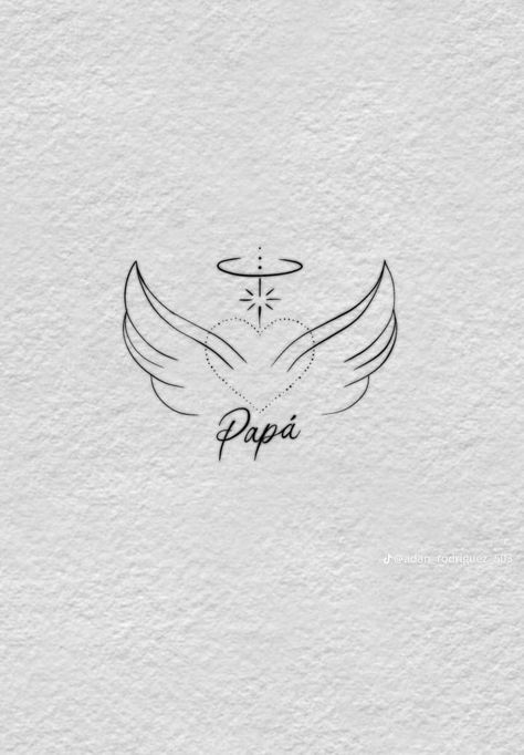 Tribute Tattoos In Memory Of Grandpa, Memorial Tattoo Designs For Dad, Tattoo For Past Loved Ones, Losing A Loved One Tattoo, Tattoos For Papa, In Memory Tattoos Brother, Dad In Heaven Tattoo, Angel Wings Tattoo Placement, Papa Tattoo In Memory Of