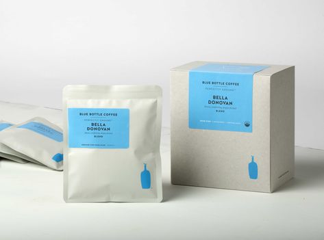 The perfect cup of Blue Bottle Coffee comes to the home. The popular coffee label introduces its Perfectly Ground packets. Coffee Drip Packaging Design, Drip Bag Coffee Package Design, Coffee Drip Bag, Coffee Bean Shop, Pill Packaging, Coffee Bag Design, Coffee Sachets, Coffee Pack, Blue Bottle Coffee