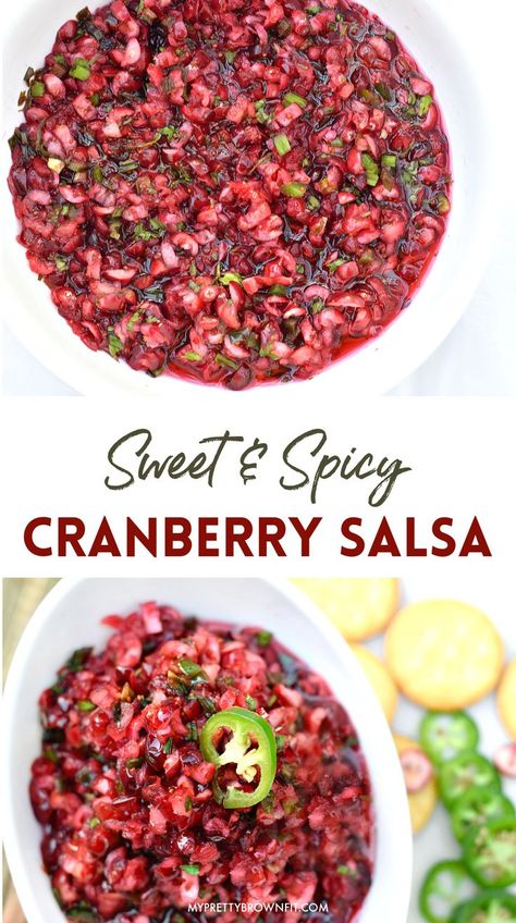 Cranberry Salsa is where sweet with a little bit of spice meet! This chunky salsa is such a fun and festive blend of unique flavors, and it’s the perfect addition to your holiday spread and season! Cranberry Salsa, Chunky Salsa, Thanksgiving Dinner Recipes, Cranberry Recipes, Snacks Für Party, Holiday Cooking, Grocery List, Yummy Appetizers, Appetizers For Party