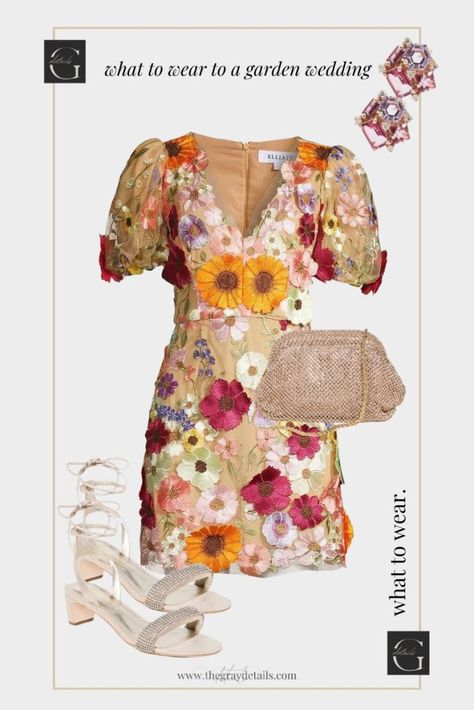 Floral Applique Mini Dress, floral dress, floral wedding guest dress, garden wedding dress, garden wedding, floral dress, flower dress, garden wedding party Chic Floral Mini Dress For Garden Party, Printed Floral Mini Dress For Garden Party, Vintage Floral Print Mini Dress For Garden Party, Affordable Mini-length Floral Dress For Garden Party, Garden Party Floral Embroidered Mini Dress, Floral Mini Dress Outfit, Floral Midi Dress Outfit, Floral Applique Dress, Midi Dress Outfit