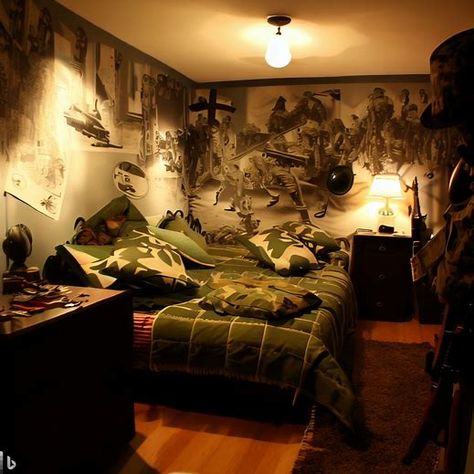 Kids Army Bedroom, Army Themed Bedroom, Military Room Ideas, Military Bedroom, Army Bedroom, King Room, Amazing Bedroom Designs, Army Room Decor, Army Family