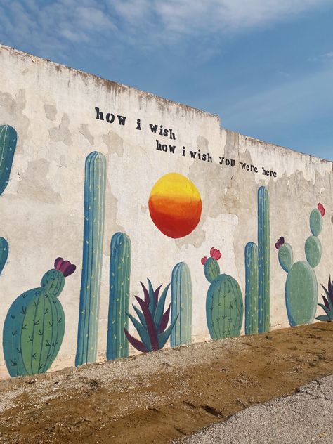 Backyard Murals Wall Art, Cactus Mural Painting, Arizona Mural, Southwest Mural, Simple Mural, Mexican Murals, Outdoor Wall Paint, Outside Wall Art, Arizona Decor