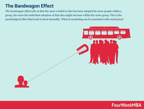 The bandwagon effect tells us that the more a belief or idea has been adopted by more people within a group, the more the individual adoption of that idea might increase within the same group. This is the psychological effect that leads to herd mentality. What in marketing can be associated with social proof. Why does … Continue reading What Is The Bandwagon Effect And Why It Matters In Business The post What Is The Bandwagon Effect And Why It Matters In Business appeared first on FourWeek Bandwagon Effect, Herd Mentality, Psychological Effects, Social Proof, Consumer Behaviour, Human Behavior, Core Values, Influencer Marketing, Marketing Campaigns