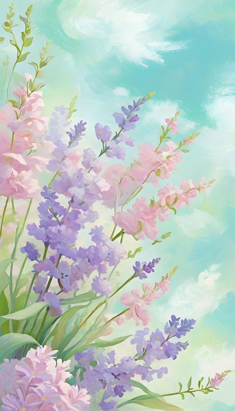 An abstract floral scene where blooms are interpreted as soft, diffuse clouds of color Watercolor Pastel Backgrounds, Pastel Garden Aesthetic, Pastel Wall Painting, Soft Lavender Aesthetic Wallpaper, Pastel Art Background, Pastel Watercolor Art, Aesthetic Wall Painting Ideas, Wall Decor Design Art Ideas, Drawing For Wallpaper