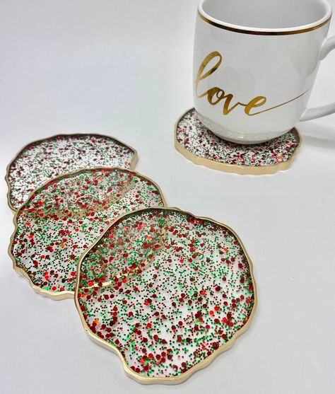 Christmas coasters red and green bling resin coaster set with | Etsy Santa Coasters, Amazing Resin, Funny Coasters, Handmade Christmas Crafts, Diy Resin Projects, Resin Coaster, Christmas Coasters, Gag Gifts Funny, Diy Resin Art