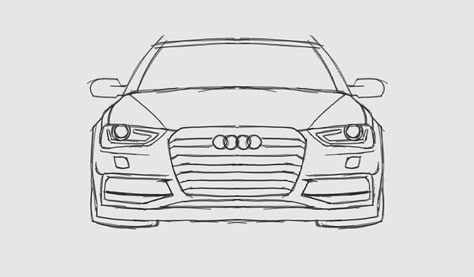 Audi Drawing Sketch, Audi A4 Drawing, Drawing Cars Easy, Audi Rs6 Drawing, Audi Car Drawing, Easy Drawings Car, Easy Mini Drawings, Audi R8 Drawing, Audi Sketch