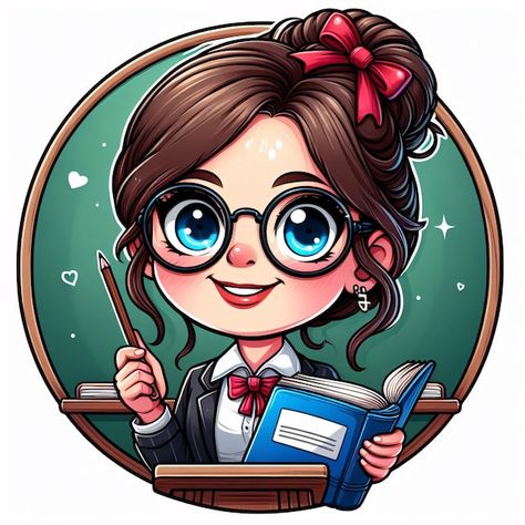 Teacher Cute Cartoon, Teachers Cartoon Images, Teacher Illustration Character, Cartoon Teacher Images, Teacher Cartoon Character Animation, Cute Teacher Cartoon, Chibi Teacher, Teacher Cartoon Character, Teachers Cartoon