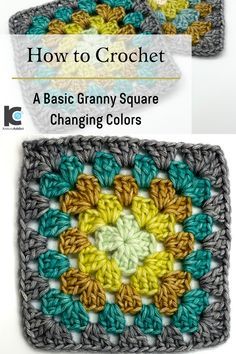 Learn how to crochet a basic granny square and you can make many things with it. Here's the free written instructions and video tutorial how you can crochet a basic granny square and also how you can change colors as well! #crochet #howtocrochet #crochetgrannysquare #crochettutoial #crochetsquare #grannysquare #crochetgranny Crochet Granny Square Beginner, Change Colors In Crochet, Granny Square Crochet Patterns Free, Crochet Granny Square Blanket, Crochet Quilt, Beginner Crochet Projects, Crochet Granny Square, Crochet Square Patterns, Granny Squares Pattern