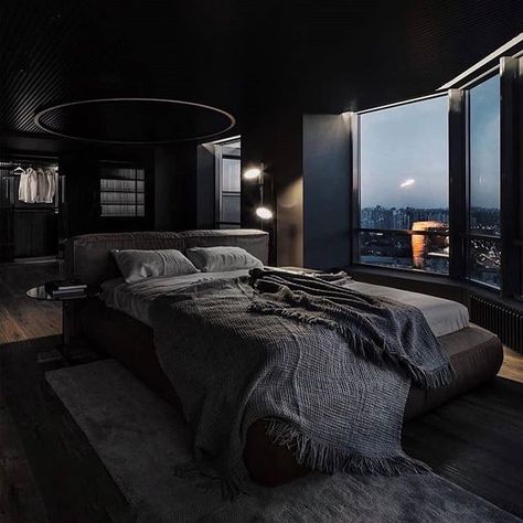 Black Bedroom Design, Black Interior Design, Luxury Bedroom Design, Dark Home, Black Bedroom, Lobby Design, Dream House Rooms, Design Hotel, Home Building Design