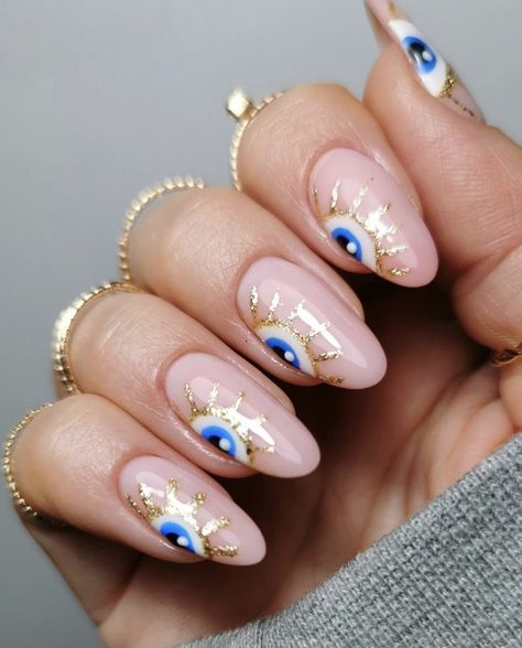 Neutral Almond Nails Designs, Structured Manicure Art, Irredescent Chrome Nails, Spiritual Nails Designs, Sun And Moon Nails, Spiritual Nails, Celestial Nail Art, Abstract Nail Designs, Cats Nails