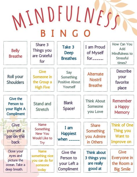 Mindfulness BINGO Game - School Counseling Activity - Lesson - SEL - Coping Skills - Interactive Game Games For Coping Skills, Life Skills Group Therapy, Group Therapy Bingo, Group Coping Skills Activities, Mindfulness Activities For Group Therapy, Relaxation Group Activities, Outdoor Counseling Activities, Health And Well Being Activities, Easter Group Therapy Activities