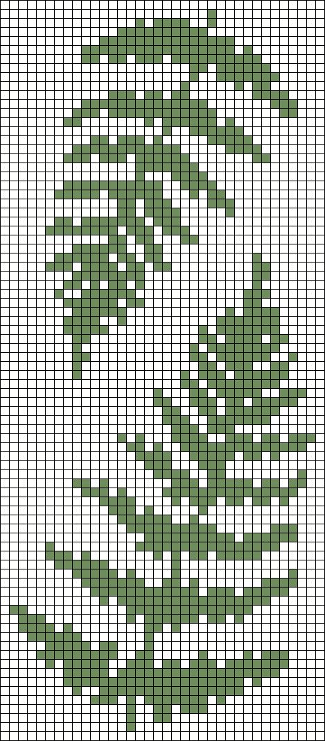 Alpha pattern #116445 | BraceletBook Fern Knitting Pattern, Monstera Leaf Cross Stitch Pattern, Leaf Cross Stitch Pattern Free, Monstera Leaf Pixel Art, Leaf Tapestry Crochet, Tree Tapestry Crochet, Fern Cross Stitch Pattern, Leaf Grid Pattern, Fern Pixel Art