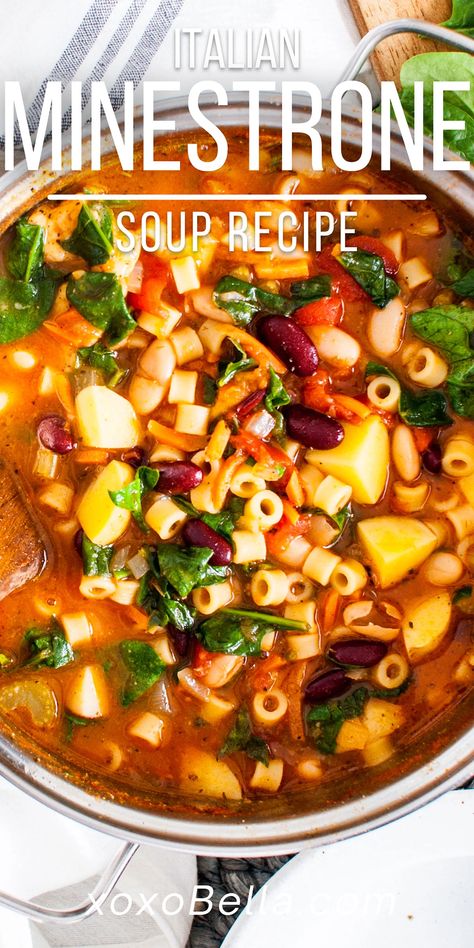 Ministroni Soup Recipe, Hearty Minestrone Soup Recipe, Best Minestrone Soup Recipe, Italian Minestrone Soup Recipe, Italian Minestrone Soup, Pasta And Vegetables, Sopa Minestrone, Italian Vegetable Soup, Recipe For Lunch