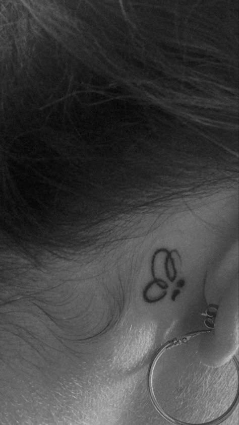 Nape Neck Tattoos Women, Semi-colon Butterfly Tattoo Behind The Ear, Woman Small Neck Tattoo, Semicolons Aesthetic Butterfly Tattoo, Small Tattoos Butterfly Semicolon, Behind The Ear Tattoo Ideas Semicolon, Minimalist Butterfly Semicolon Tattoo, Semi Colon Behind Ear Tattoo, Butterfly Tattoo Behind Neck