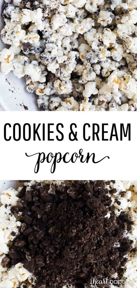 Oreo Popcorn, Weight Watcher Desserts, Popcorn Treats, Popcorn Snacks, Salty Treats, Low Carb Dessert, Flavored Popcorn, Easy No Bake, Birthday Desserts