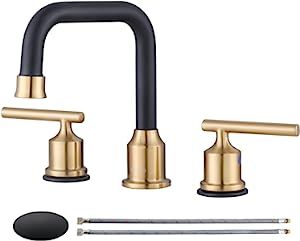 Gold Bathroom Faucet, Black And Gold Bathroom, Gold Faucet, Copper Fixture, Retro Bathrooms, Gold Fixtures, Vanity Faucet, Shower Faucet Sets, Classic Bathroom